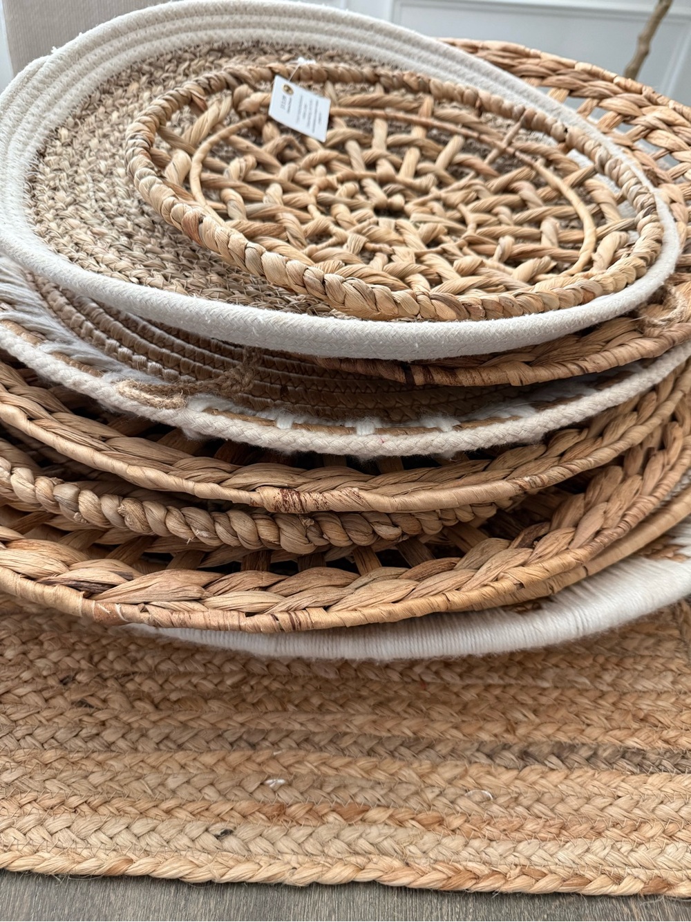 Woven Natural & Cream Decorative Seagrass Charger Set